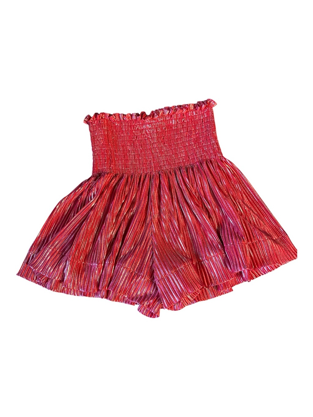 Queen of Sparkles Metallic Red & Silver Flowy Shorts